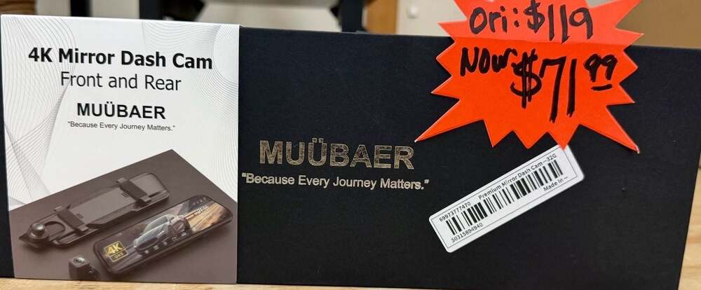 MUÜBAER 4K Mirror Dash Cam Front and Rear with 10-inch Touch Screen